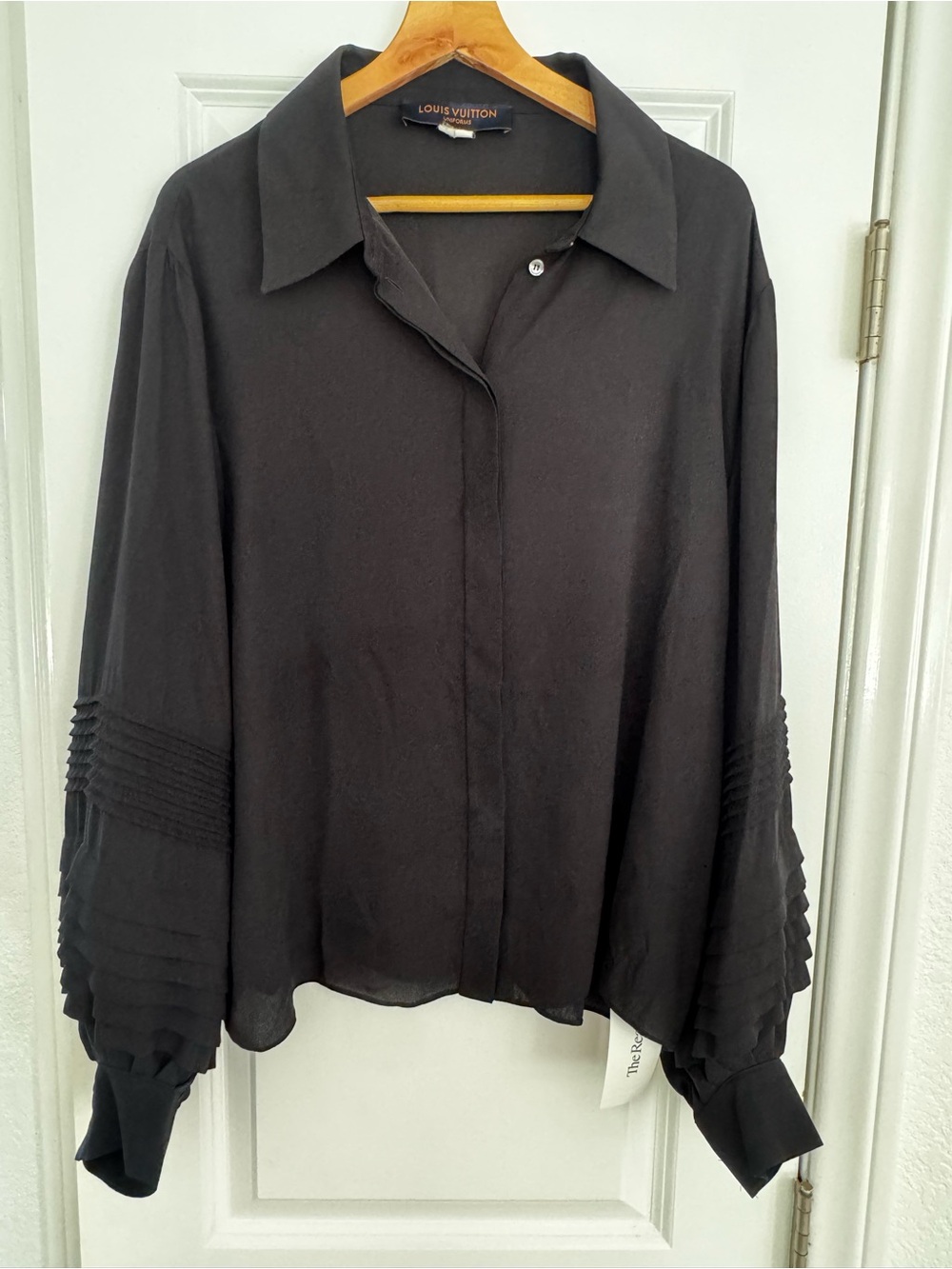 Louis Vuitton Uniforms Collection Black Pleated Accordion Sleeve Button-Down - Picture 2 of 11